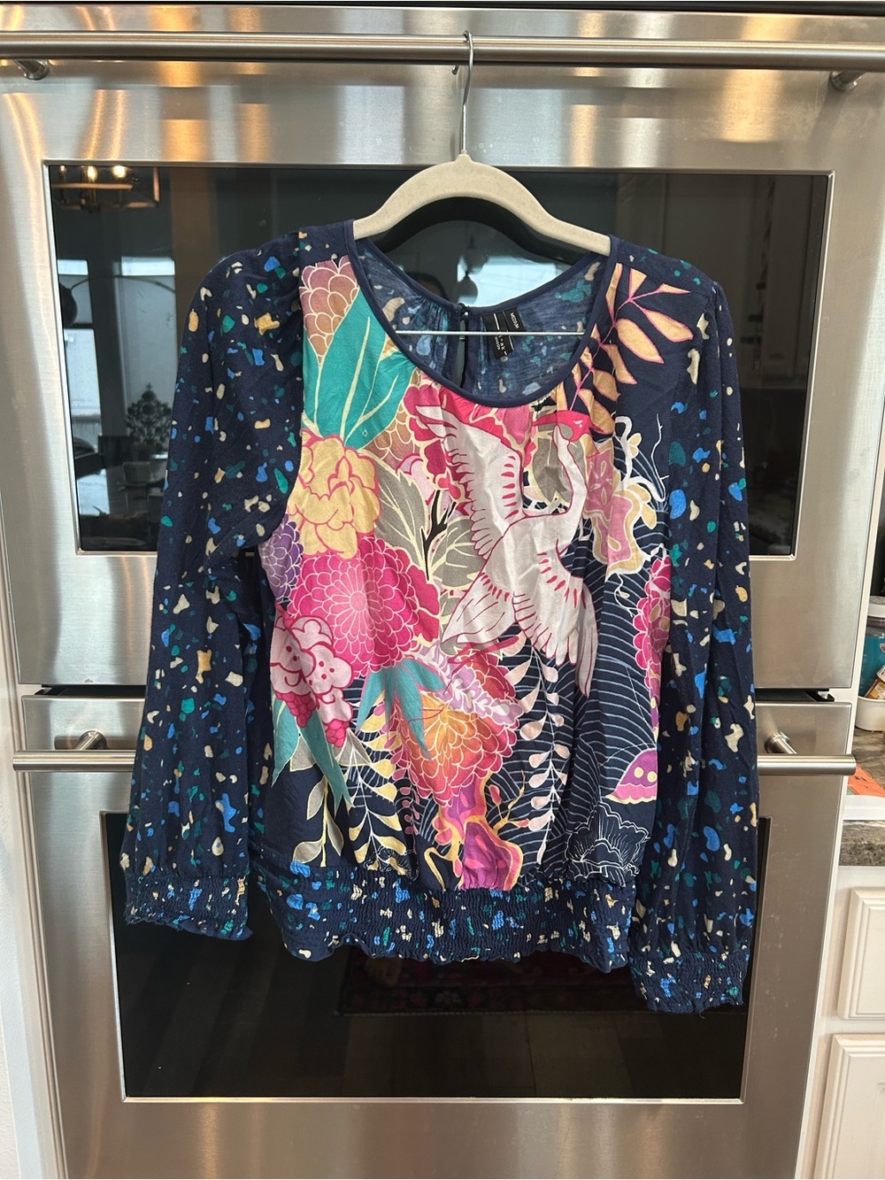 Bl^nk London Long Sleeve Women's Blouse size M slight wear GUC artsy
